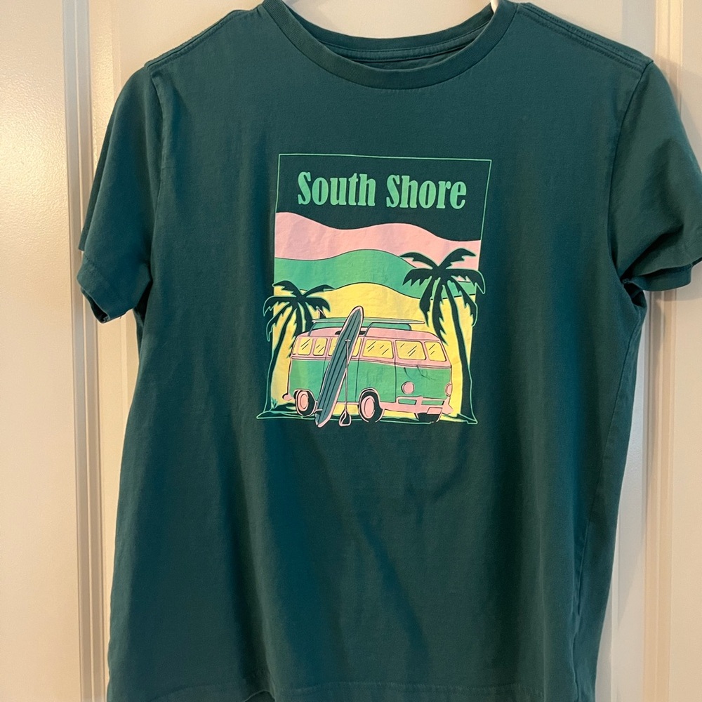 Bixby Nomad Retro Beach Green and Pink Tee
